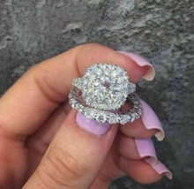 2.50Ct Round Lab Created Diamond 14k White Gold Engagement Wedding Band Ring Set - £260.38 GBP