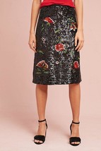 Nwt Anthropologie Garden Glitz Sequin Floral Skirt By Maeve 4 - £50.57 GBP