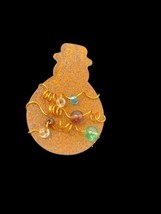 Holiday Glittery Copper Snowman Profile Outline Wire Bead Wraps Brooch L... - £5.41 GBP