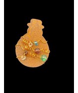 Holiday Glittery Copper Snowman Profile Outline Wire Bead Wraps Brooch L... - $9.53 CAD