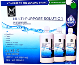 Member&#39;s Mark Multi-Purpose Contact Lens Solution 3 x 16 Fl Oz EXP 02/2027 - $23.00