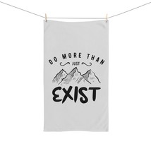 Soft Chenille Hand Towel &#39;Do More Than Just Exist&#39; Mountain Illustration... - £14.77 GBP