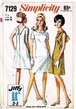 Misses&#39; DRESS Vintage 1967 Simplicity Pattern 7129 Size 14 Uncut - $14.00