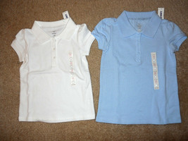 NEW  Girls Uniform Polo Shirts Blue White Old Navy Top  - £7.85 GBP
