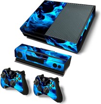 Fottcz Vinyl Skin For Xbox One Console, Sound Box, And Controllers, Blue Flame. - £31.15 GBP