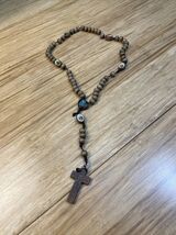 Vintage Wooden Beaded Rosary Catholic Religious Jesus Mary KG - $14.85