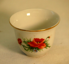Miniature Porcelain Footed Cup Gold Trim Floral Designs - $12.86