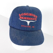 Longhorn Barbecue Mens Regular Size Blue Denim Trucker Hat Cotton Spokane - $14.52