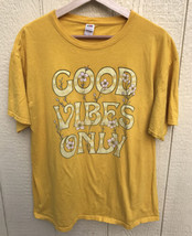 Vintage Good Vibes Only T Shirt Mens L  Large Floral Yellow Fruit of the... - €10,31 EUR