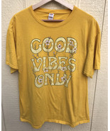 Vintage Good Vibes Only T Shirt Mens L  Large Floral Yellow Fruit of the... - $16.24 CAD