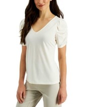 MSRP $40 Jpr Studio Ruched-Sleeve Top White Size Small - £14.15 GBP