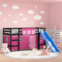 Kids&#39; Loft Bed with Curtains Pink 90x190 cm Solid Wood Pine - £185.58 GBP