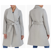 Cole Haan Signature Slick Wool Blend Wrap Shawl Collar Coat, Gray, Size ... - £118.17 GBP