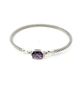 David Yurman Diamond Amethyst Cuff Bracelet Size M 3 mm Silver Estate DY740 - $485.10