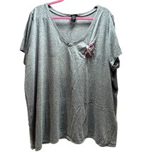 TORRID 4 T-Shirt 4X Plus Size Breast Cancer Awareness Team Pink V-Neck Tee Gray - £19.07 GBP