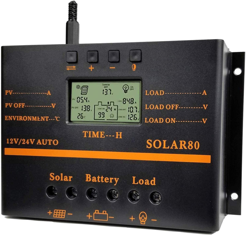 Solar Charge Controller 80A PWM 12V/24V 1920W with USB Output, Multi-Cir... - $116.09