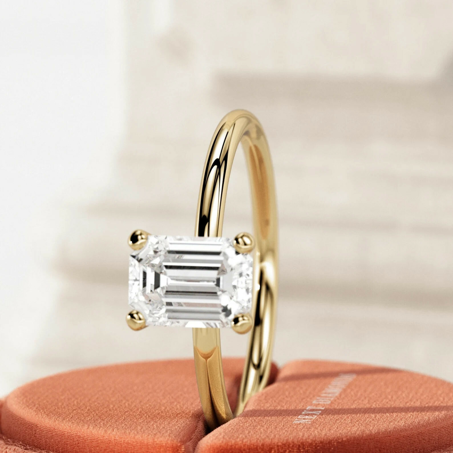 1 CT Emerald Cut F VVS2 Lab Grown CVD Diamond Engagement Ring in 14K 18K Gold Item image 3