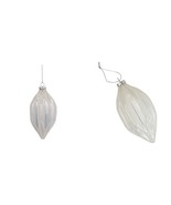 New 4.5&quot; White and Silver Glitter Finial Glass Christmas Ornament - €19,70 EUR