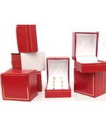 1/2 dozen Red Leatherette Single EARRING Jewelry Box with Gold Trim - $346.88 MXN