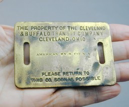 Early Cleveland &amp; Buffalo Steamer C &amp; B Transit Co Brass Luggage Claim Tag - £176.52 GBP