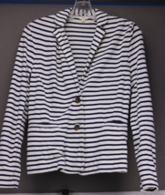 J.Crew Womens Stripes Blazer Jacket Button Long Sleeve Blue White SZ Small 2166 - £16.33 GBP