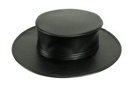 Scratch &amp; Dent Black Leather Look Plague Doctor Hat Adult Costume Accessory - £23.87 GBP