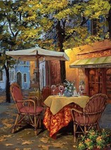 Viktor Shvaiko &quot;Piazza Di Viterbo&quot;  Evening Cafe Scene HS# Embellished Canvas - £282.98 GBP