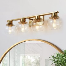 Gold Vanity Lights For Bathroom 4 Light, 30 Inch Bathroom Light Fixtures Over Mi - £138.28 GBP