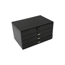 Black Leather 4 Level Jewelry Box with Multi Compartments - $214.12