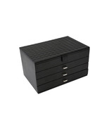 Black Leather 4 Level Jewelry Box with Multi Compartments - $3,937.62 MXN