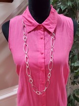 G.H. Bass &amp; Co Womens Pink Cotton Sleeveless Button Down Knee Length Dress Large - £27.91 GBP