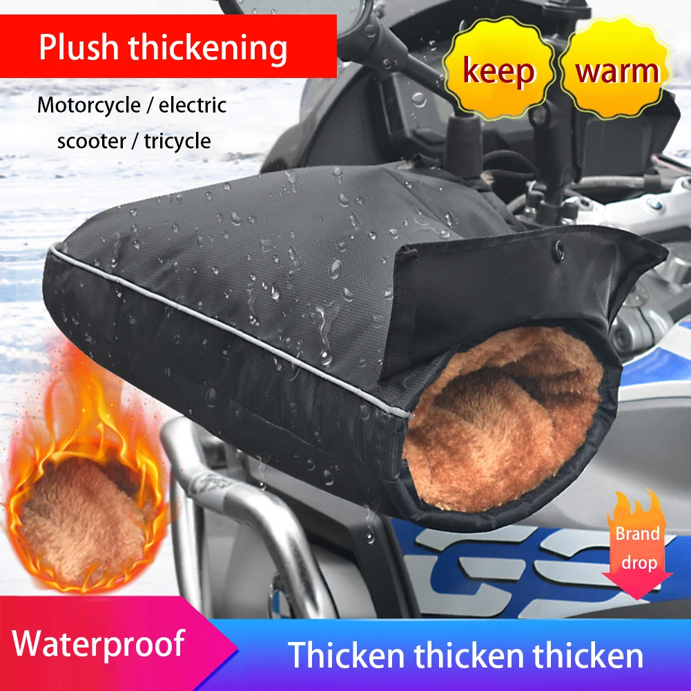 Waterproof Motorcycle Handlebar Muffs Hand Protector Winter Windproof Thickened - £20.41 GBP