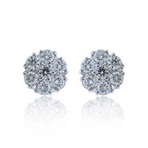 Authenticity Guarantee 
1.00 Carat Round Cut Diamond Cluster Stud Earrings 14... - £676.00 GBP