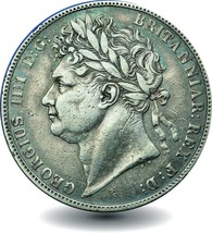 1823 King George IV Sterling Silver Half Crown - $185.00