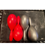 2 Pairs of Plastic Party Maracas 7.5&quot; (Red/Gray) *Pre-Owned/Nice* nnn1 - $9.99