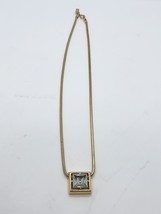 Atractivo Color Dorado 18&quot; Collar Avon Cuadrado Cz Cortado 1.3cm x 1.3cm - £24.27 GBP