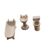 Vintage Dollhouse Miniature Bathroom Set 1:12 Porcelain Tub Sink Toilet ... - €12,80 EUR