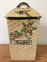Vintage Hotta Yu Shoten Japanese Basketweave Majolica Sugar Jar Kitchen ... - $79.99