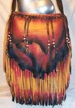 70s Western Hippie Cow-lady Handmade Indian Bead, Fringed Cross Body Ladies Bag - £46.79 GBP