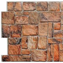 Dundee Deco PG7004 Brown Red Faux Stone, 3.2 ft x 1.6 ft, PVC 3D Wall Panel, Int - £7.82 GBP+
