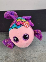 TY Beanie Boos FLIPPY The Fish Glitter Eyes Medium 11 inch Rainbow Purple Pink - £10.22 GBP