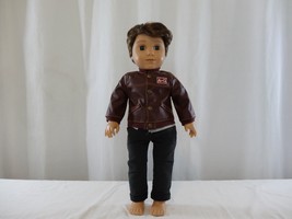 American Girl Boy Doll Logan Everett Brown Hair  in Faux Leather Jacket - £71.86 GBP