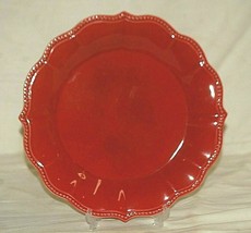 Paige Red by Pioneer Woman 10-3/4" Dinner Plate Beaded Edge Scrolls Rim Scallop - $24.74