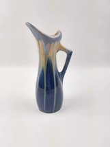 Vintage Art Deco Blue Drip Glaze Ceramic Pottery Vase Jug by THULIN - $47.38