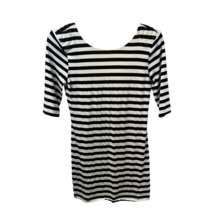 Bebe Womens Tunic Black White Striped Short Sleeve Scoop Neck Stretch S - £12.49 GBP