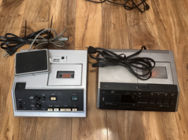 2 Vintage Sanyo Transcriber Dictaphone Recording Foot Pedal Machine Voice Lot - £37.61 GBP