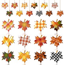 24 Pieces Fall Thanksgiving Maple Leaf Wood Ornaments Autumn Maple Leaf Decors B - £19.23 GBP