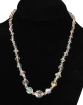 AB Crystal Choker Necklace Graduated Stones Hook Close Stunning 20 Inch - $14.99