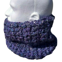 Handmade Womens Cowl Loop Scarf Dickey Crochet Neckwarmer Purple Blue Green - $30.86