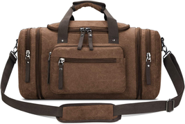 Canvas Travel Duffel Bag Men&#39;s Weekender Overnight Bag (Coffee) X-Large - £44.16 GBP